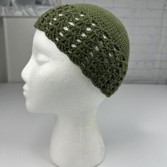 Handmade New Matilda Hobbii Rainbow 8/4 Indian Cotton Olive Knit Beanie - S/M - Picture 3 of 9